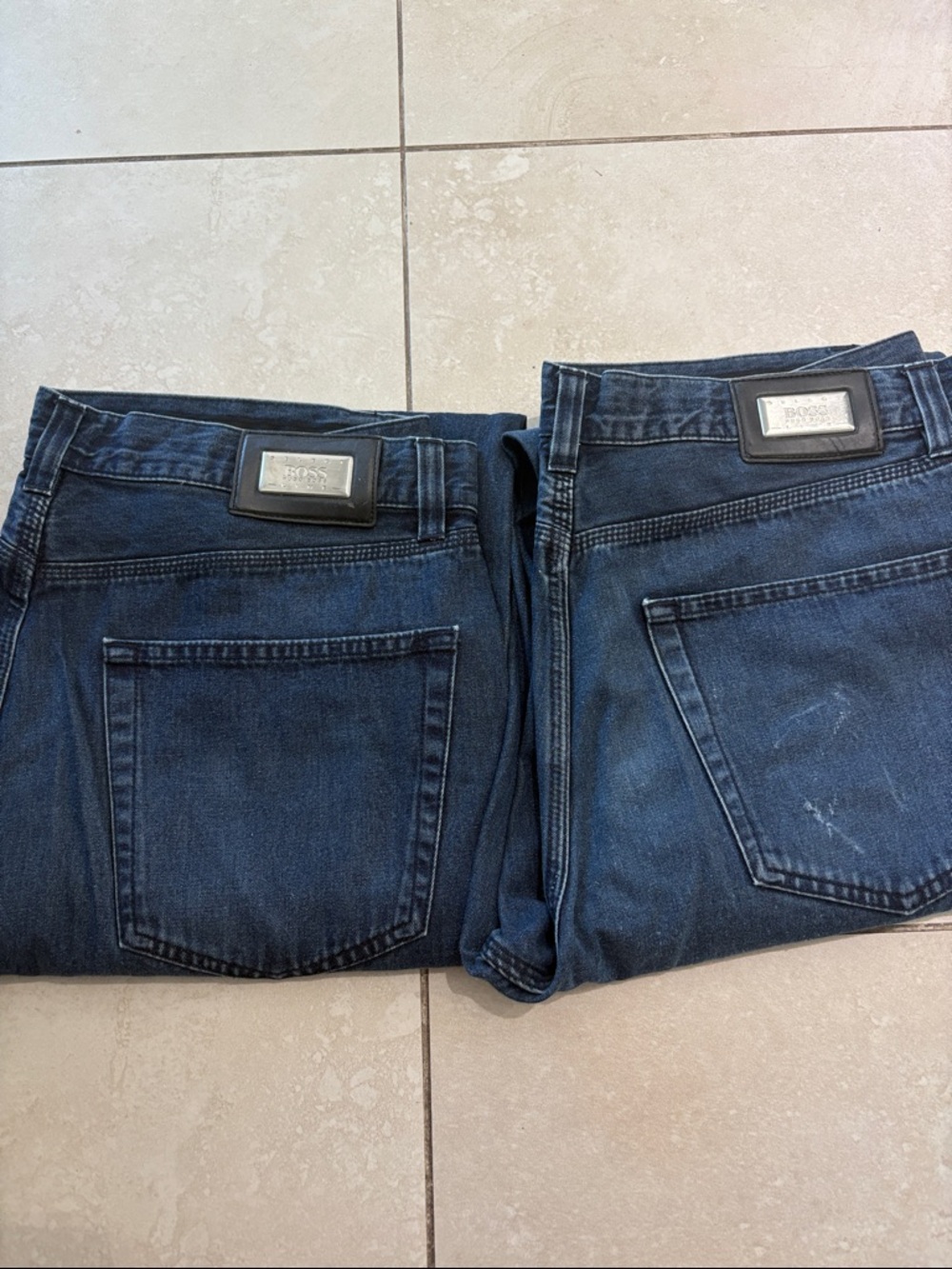 Boss Men's Dark Blue Slim Straight Jeans